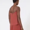 Top in tela di seta, color terracotta