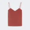 Top in tela di seta, color terracotta