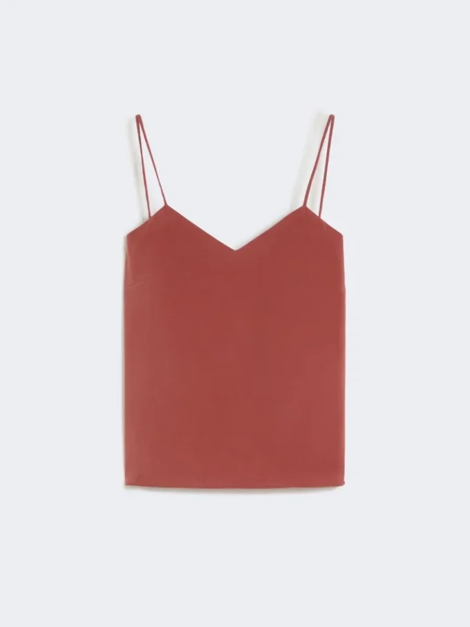 Top in tela di seta, color terracotta