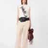 Top senza maniche a doppio strato in raso e tulle, bianco Top senza maniche a doppio strato in raso e tulle, bianco
