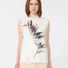 Top senza maniche a doppio strato in raso e tulle, bianco Top senza maniche a doppio strato in raso e tulle, bianco