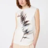 Top senza maniche a doppio strato in raso e tulle, bianco Top senza maniche a doppio strato in raso e tulle, bianco