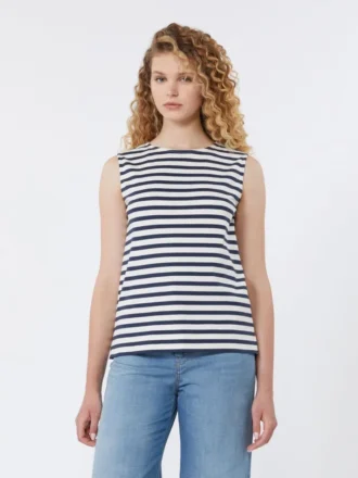 Top senza maniche in jersey interlock, blu navy Top senza maniche in jersey interlock, blu navy