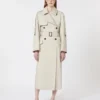 Trench ampio in twill idrorepellente, color naturale
