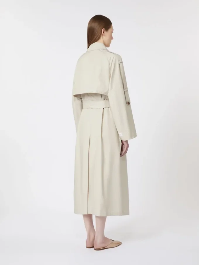 Trench ampio in twill idrorepellente, color naturale