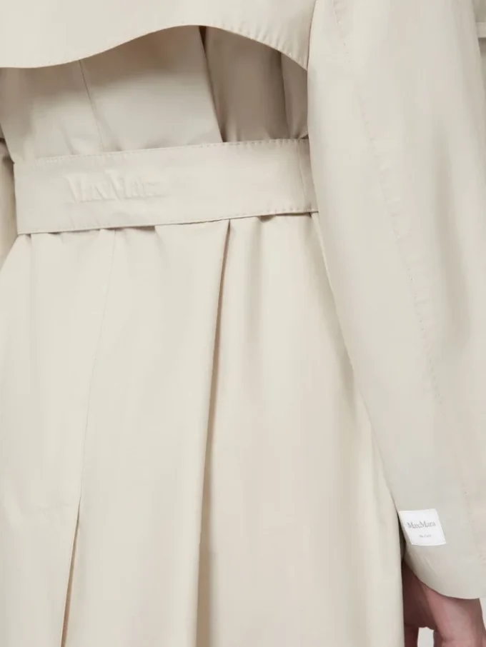 Trench ampio in twill idrorepellente, color naturale