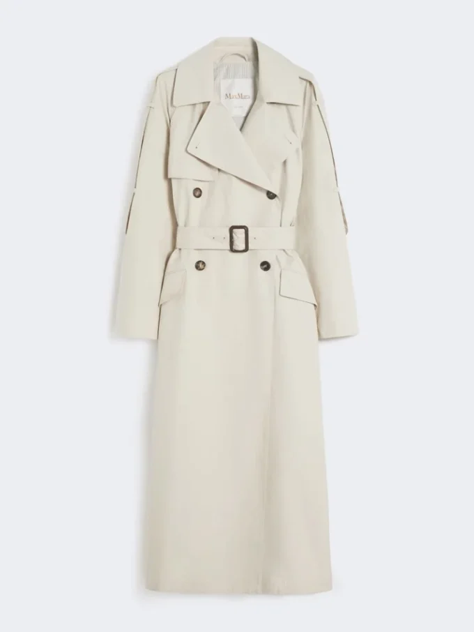 Trench ampio in twill idrorepellente, color naturale