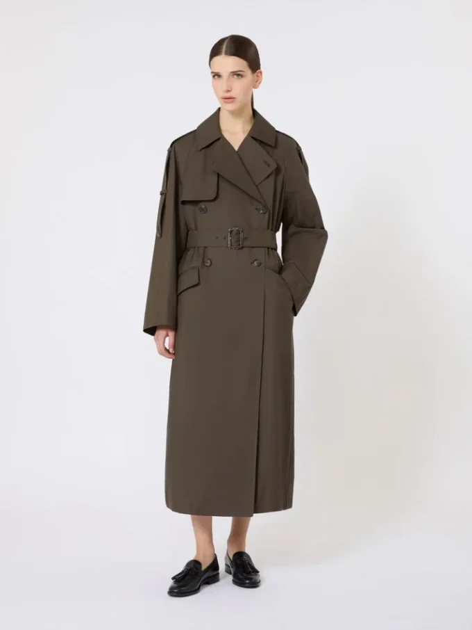 Trench ampio in twill idrorepellente, verde Trench ampio in twill idrorepellente, verde
