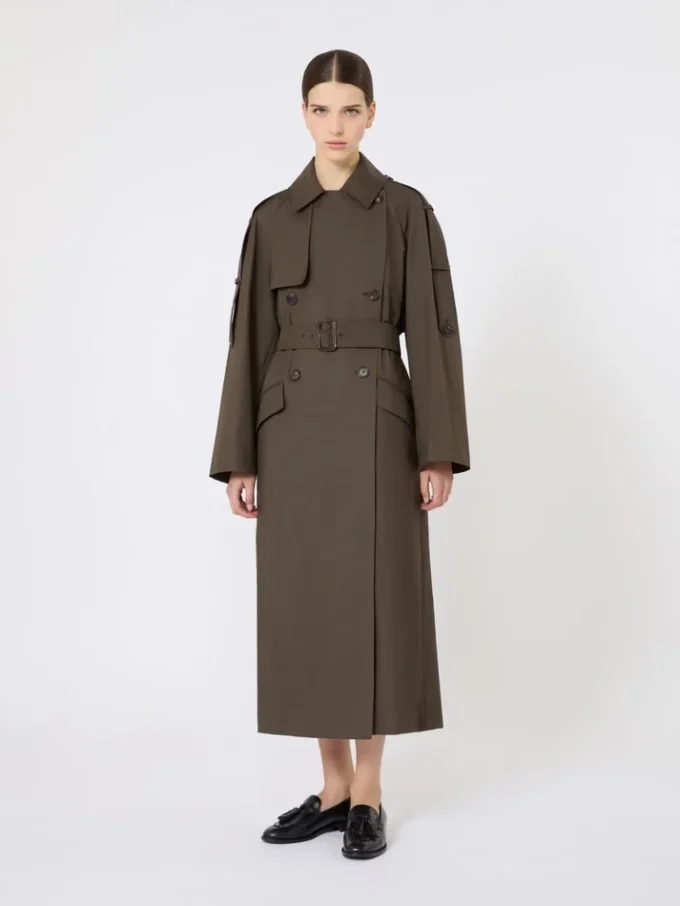 Trench ampio in twill idrorepellente, verde Trench ampio in twill idrorepellente, verde