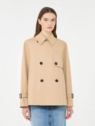 Trench corto in gabardine idrorepellente, beige