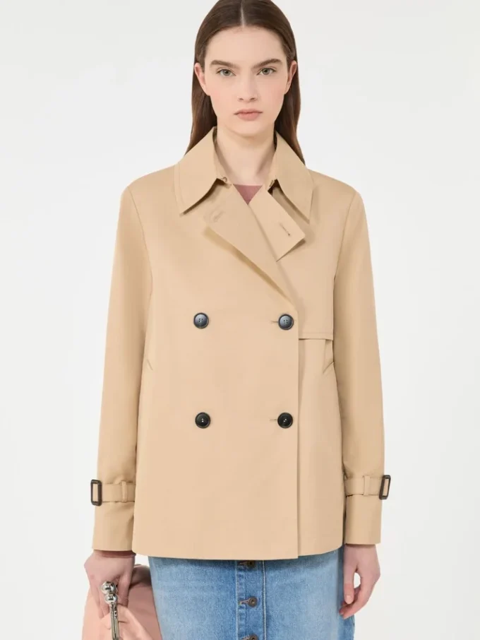 Trench corto in gabardine idrorepellente, beige