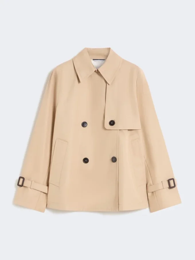 Trench corto in gabardine idrorepellente, beige