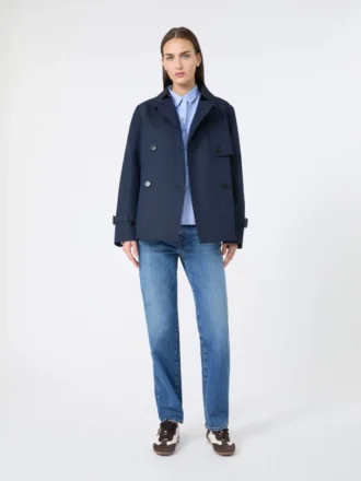 Trench corto in gabardine idrorepellente, blu navy