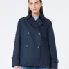 Trench corto in gabardine idrorepellente, blu navy