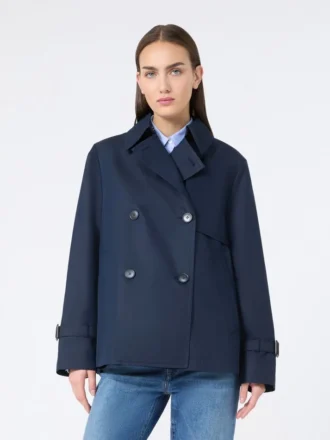 Trench corto in gabardine idrorepellente, blu navy
