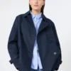 Trench corto in gabardine idrorepellente, blu navy