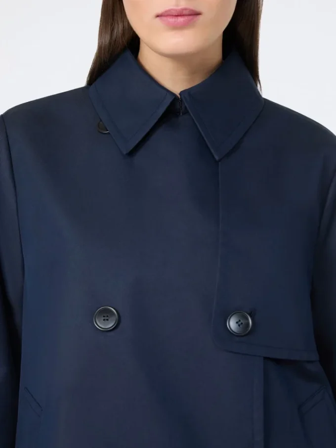 Trench corto in gabardine idrorepellente, blu navy