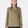 Trench corto in gabardine idrorepellente, color fango