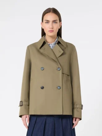 Trench corto in gabardine idrorepellente, color fango