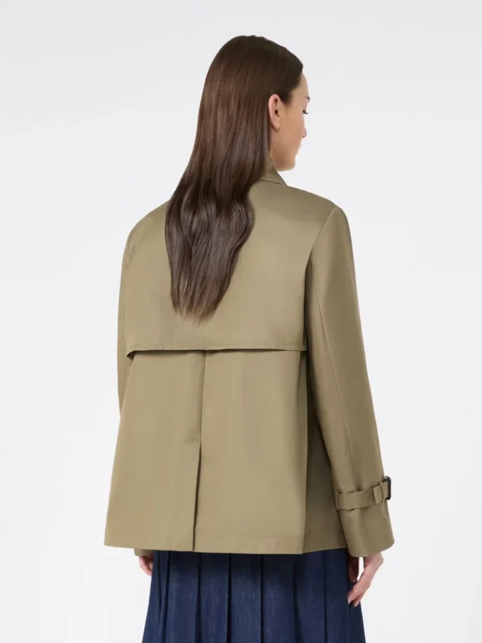 Trench corto in gabardine idrorepellente, color fango