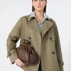 Trench corto in gabardine idrorepellente, color fango