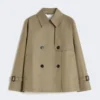 Trench corto in gabardine idrorepellente, color fango