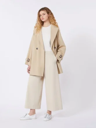 Trench corto in tela idrorepellente, beige