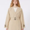 Trench corto in tela idrorepellente, beige