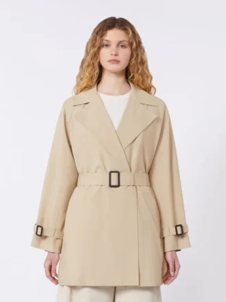 Trench corto in tela idrorepellente, beige