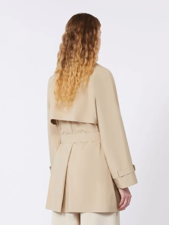 Trench corto in tela idrorepellente, beige