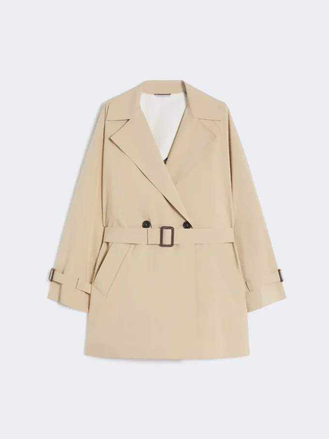 Trench corto in tela idrorepellente, beige