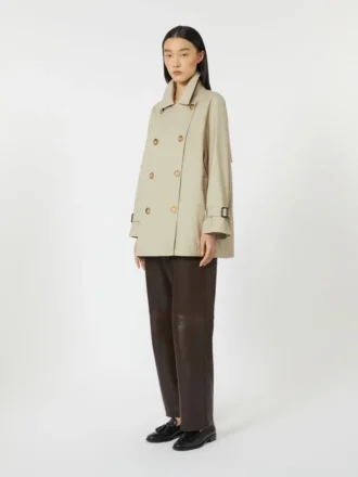 Trench corto in twill idrorepellente, color sabbia
