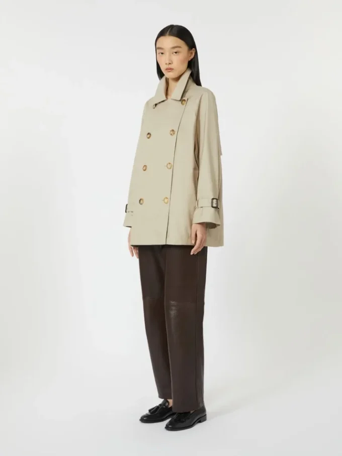 Trench corto in twill idrorepellente, color sabbia