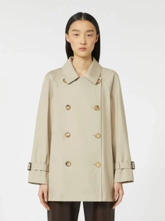 Trench corto in twill idrorepellente, color sabbia