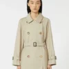 Trench corto in twill idrorepellente, color sabbia