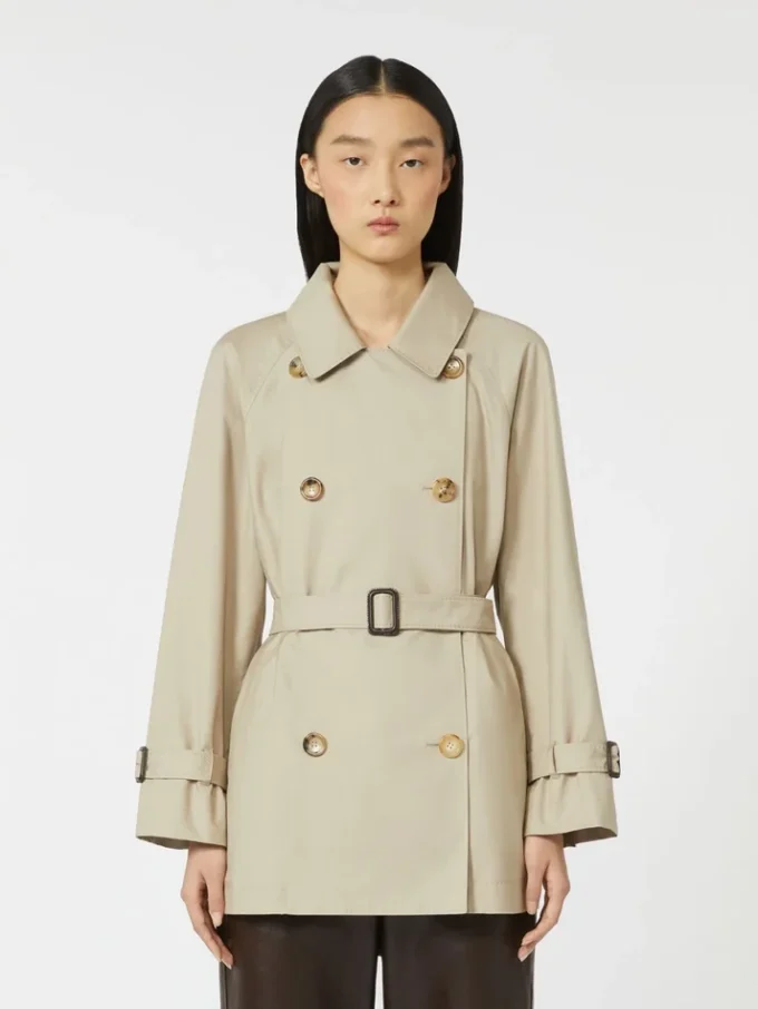 Trench corto in twill idrorepellente, color sabbia