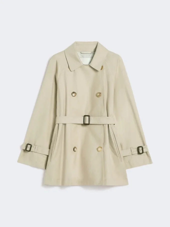 Trench corto in twill idrorepellente, color sabbia