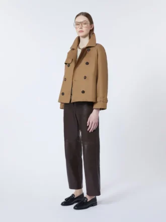 Trench corto in twill idrorepellente, marrone