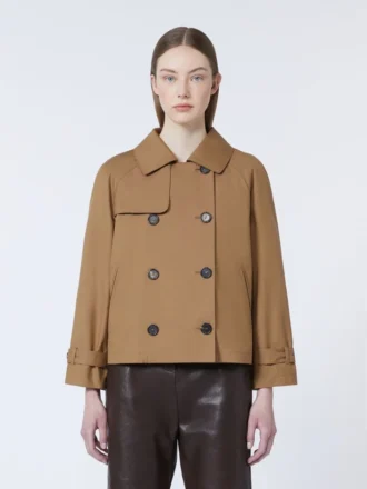 Trench corto in twill idrorepellente, marrone
