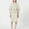 Trench doppiopetto in twill idrorepellente, color naturale
