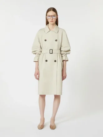 Trench doppiopetto in twill idrorepellente, color naturale