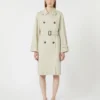 Trench doppiopetto in twill idrorepellente, color naturale