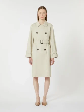 Trench doppiopetto in twill idrorepellente, color naturale