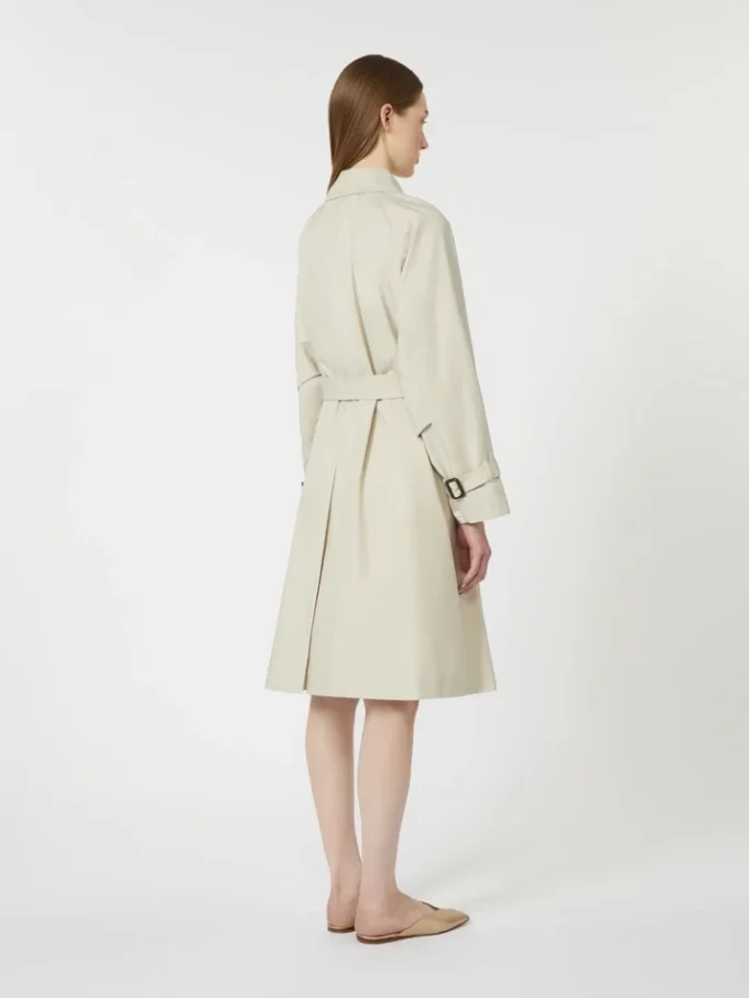 Trench doppiopetto in twill idrorepellente, color naturale