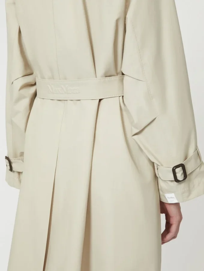 Trench doppiopetto in twill idrorepellente, color naturale