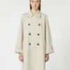 Trench doppiopetto in twill idrorepellente, color naturale