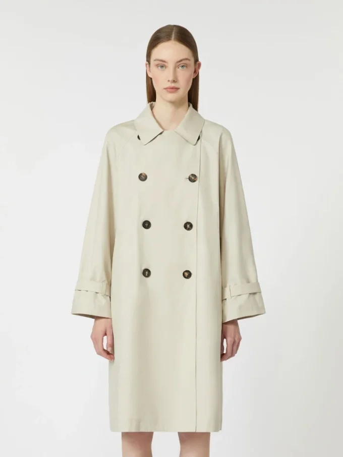 Trench doppiopetto in twill idrorepellente, color naturale