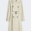 Trench doppiopetto in twill idrorepellente, color naturale