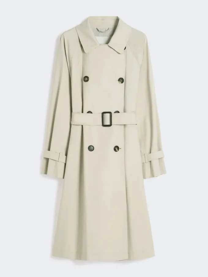 Trench doppiopetto in twill idrorepellente, color naturale