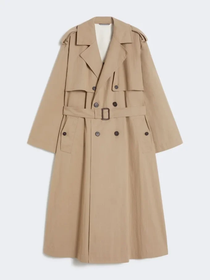 Trench fluido in cotone e nylon, color nocciola Trench fluido in cotone e nylon, color nocciola